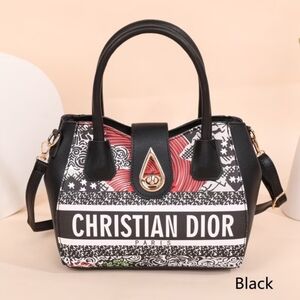 Dior Black Logo Satchel with Red Accent
